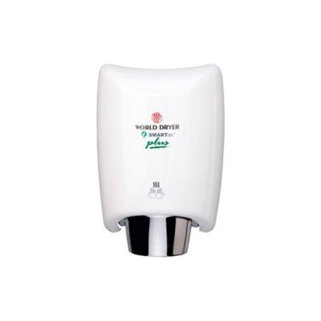 WORLD DRYER World Dryer SMARTdri Plus Automatic Hand Dryer, White Aluminum, 208/240V K4-974P2